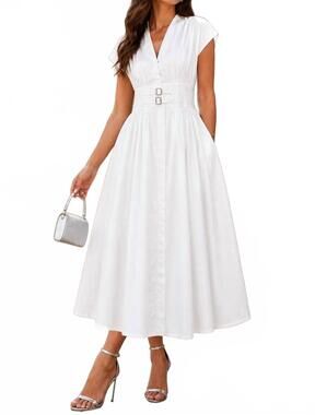 NEW N BY NANCY sculpted belted a-line maxi dress in white